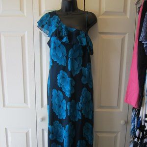 Silk Spenser Jeremy Dress Sz 14 Turquoise Black Floral